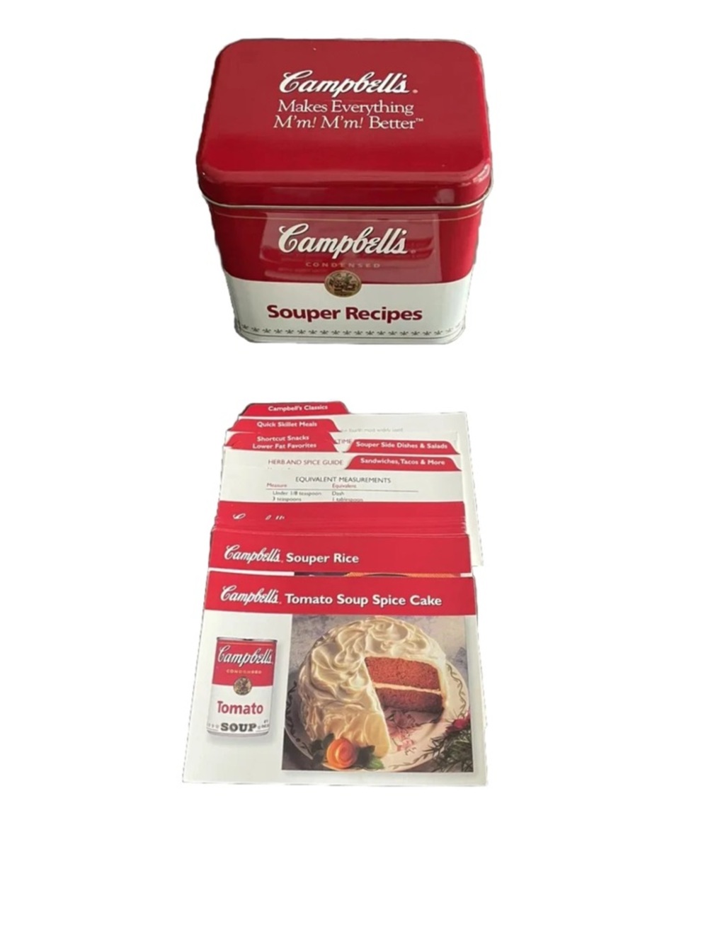 Campbell’s Soup Collectable Tin Recipe File Box With 25 Souper Recipes NEW 1990s